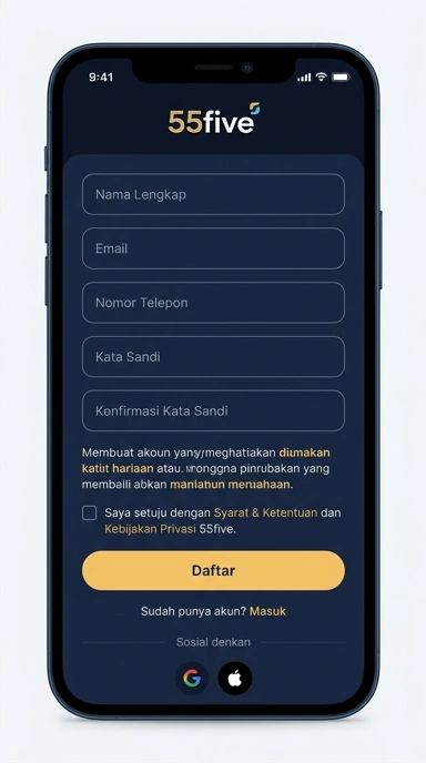 Cara Mudah Daftar Akun Baru 55five