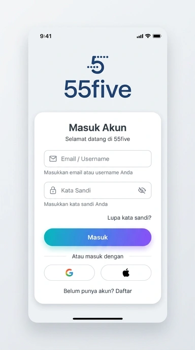 Masuk Akun 55five untuk Pengguna Android