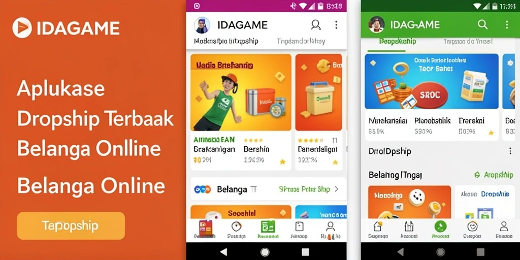Tampilan antarmuka aplikasi Dropship IDAGAME yang menarik dan informatif.