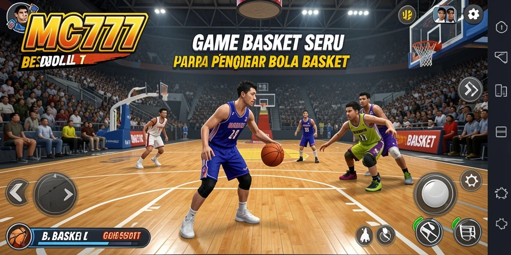 Tampilan antarmuka MC777 saat bermain Basket dengan karakter yang dinamis.