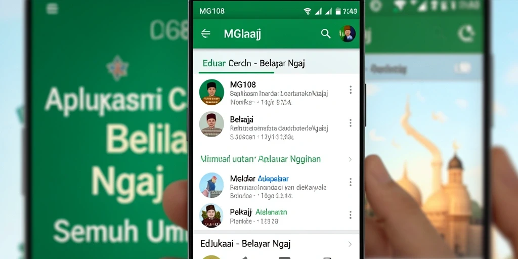 Antarmuka aplikasi MG108 yang ramah pengguna untuk belajar Ngaji.