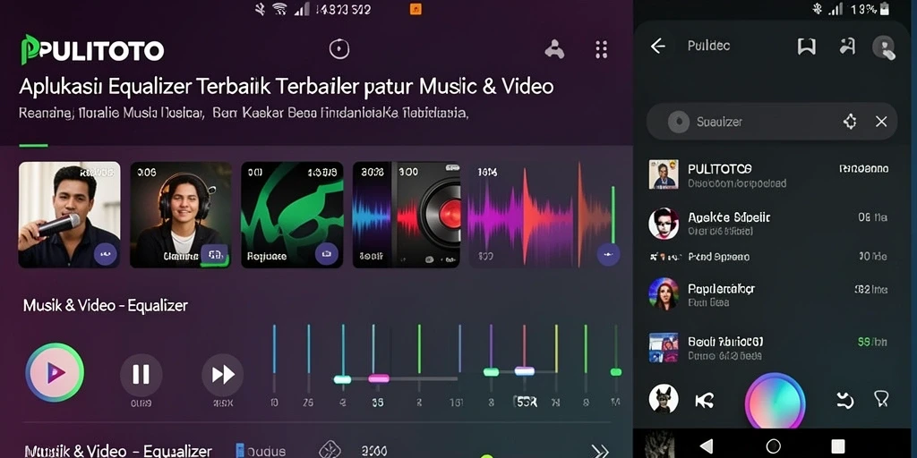 Antarmuka PULITOTO yang menarik dengan fitur Equalizer yang lengkap.