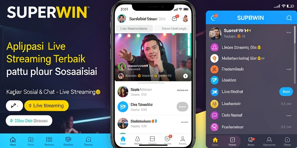 Screenshot antarmuka aplikasi SUPERWIN yang menampilkan fungsi Live Streaming.